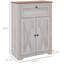 Buffet de rangement gris, portes doubles, tiroir et tablette réglable. Pour la chambre à coucher et le salon. Conception basculante. 23,5 po x 11,75 po 34,5 po