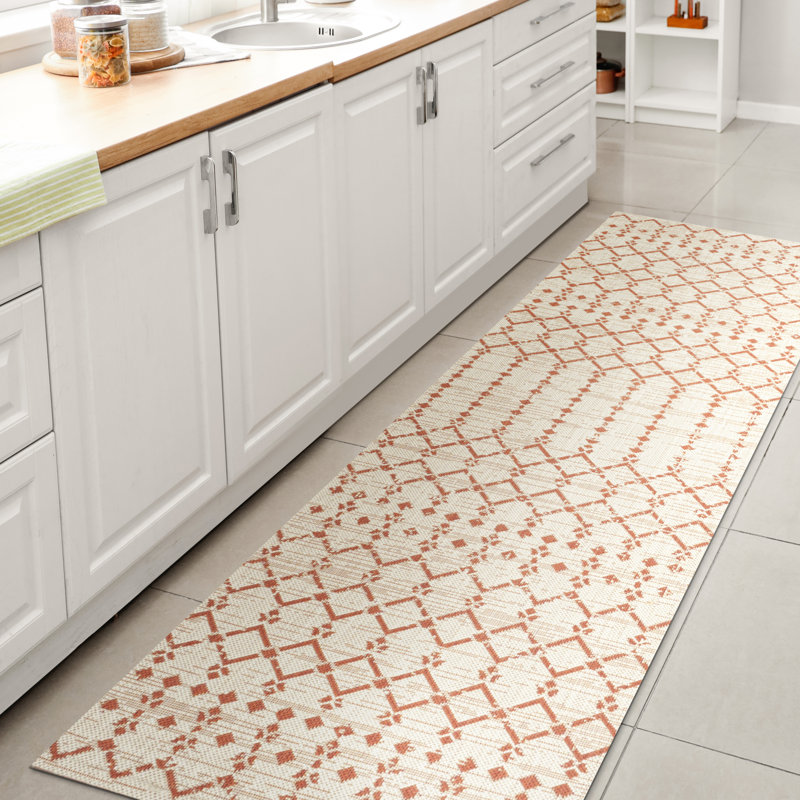 Tapis d'intérieur / extérieur Crompton, Tapis de couloir 2 pi 2 po x 8 pi, Crème/orange