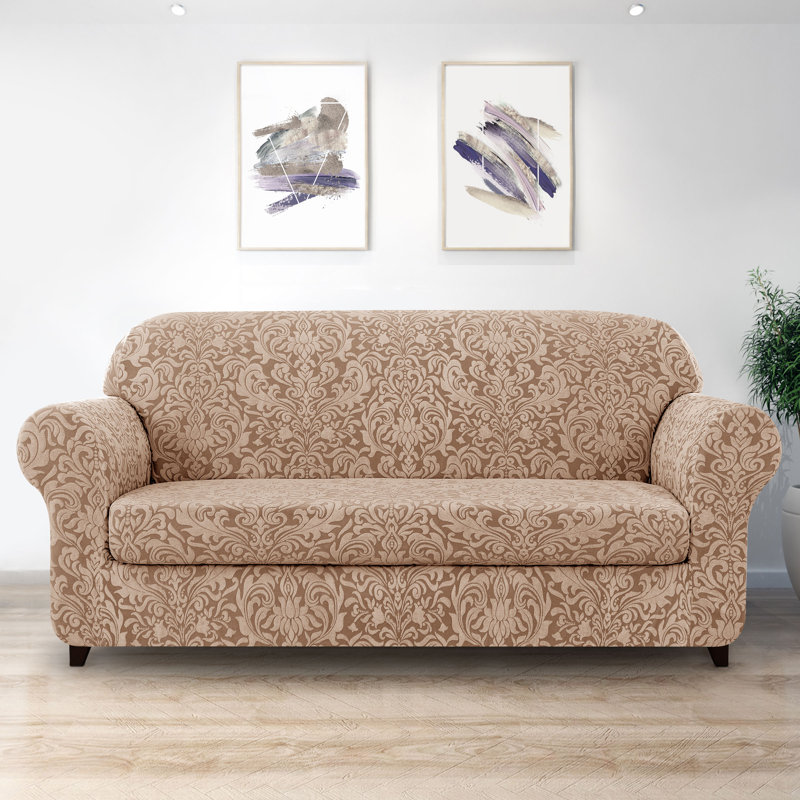 Housse pour canapé Stretch Damask, H 41 po x l 92 po x P 42 po, Mélange de polyester gruau