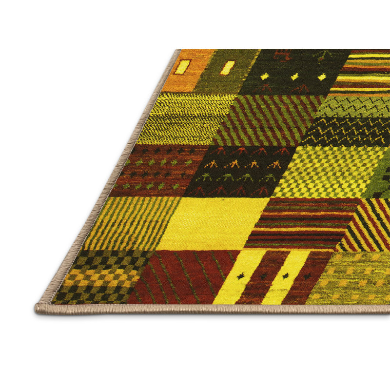 Tapis contemporain contemporain jaune 320, Rectangle de 5 pi x 8 pi