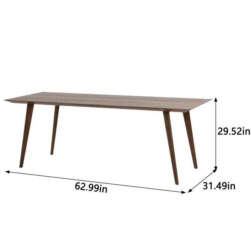 Medwin Ash Rectangular Solid Wood Top with Solid Wood Base Dining Table, 31.49" W x 62.99" L