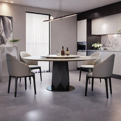 Round Rotatable Super Crystal Stone Dining Table