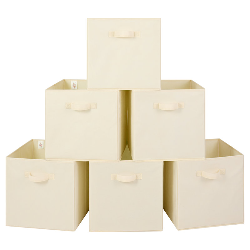 Latitude Run 6 Pack Fabric Storage Cube, White, 13'' H X 13'' W X 13'' D