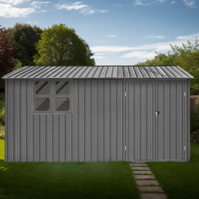 10X12 FT Outdoor Steel Storage Shed With Hinged Door And Air Vent,