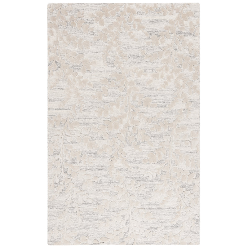 Tapis floral en laine / viscose / coton touffeté à la main Hernal, Rectangle 4 pi x 6 pi
