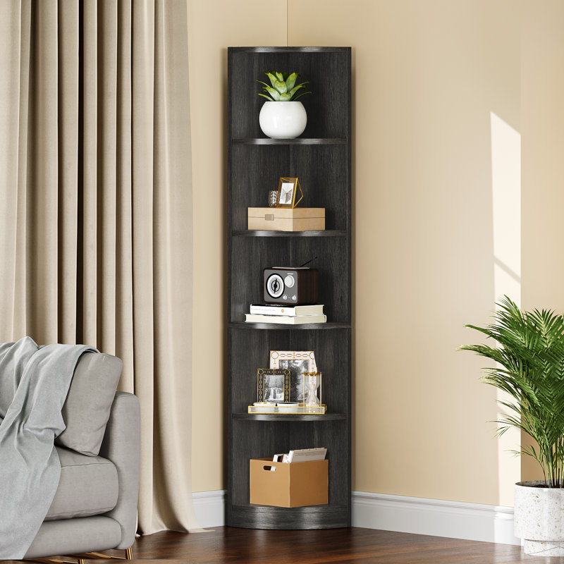 Clarklake Corner Shelf Unit, Small Bookcase, Grey