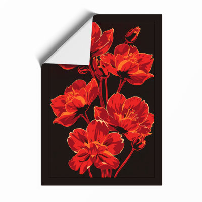 Vibrant Red Blooms Botanical - Framed Print