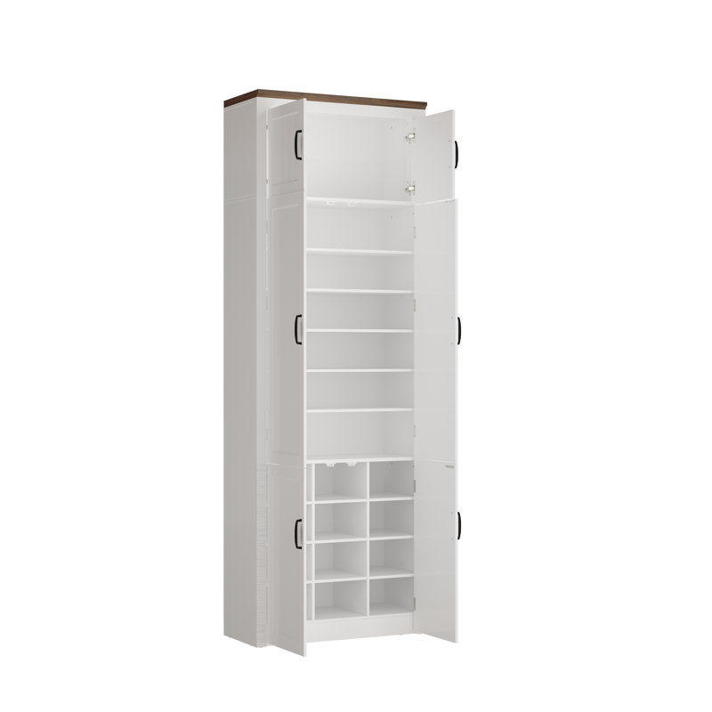 Armoire à chaussures d'entrée avec 3 sections - rangement supérieur, 6 tablettes + 12 casiers