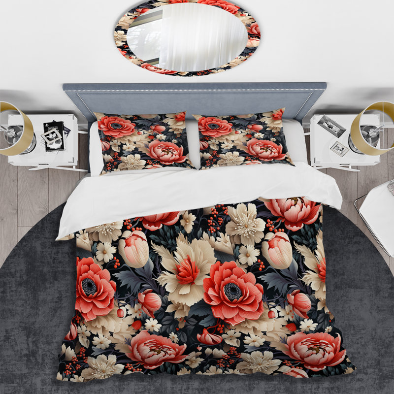 Ensemble de housse de couette à motif floral français à motif floral français II