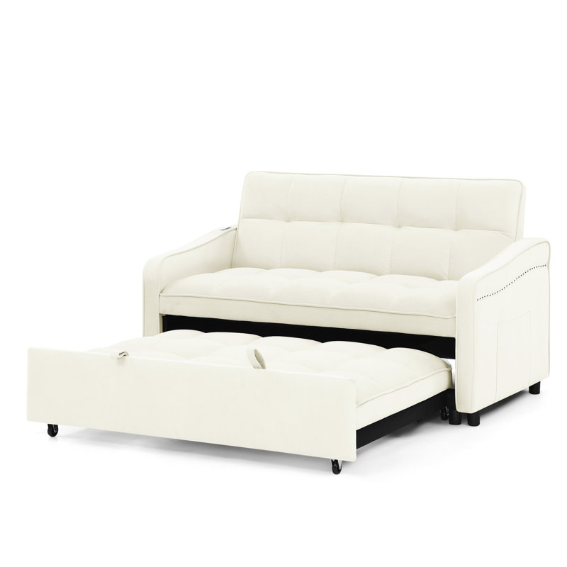 Canapé-lit escamotable à dossier réglable, beige, dossier à dossier élégant, tissu doux, Beige