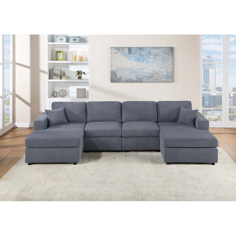2pc Sectional Sofa Set, Gray