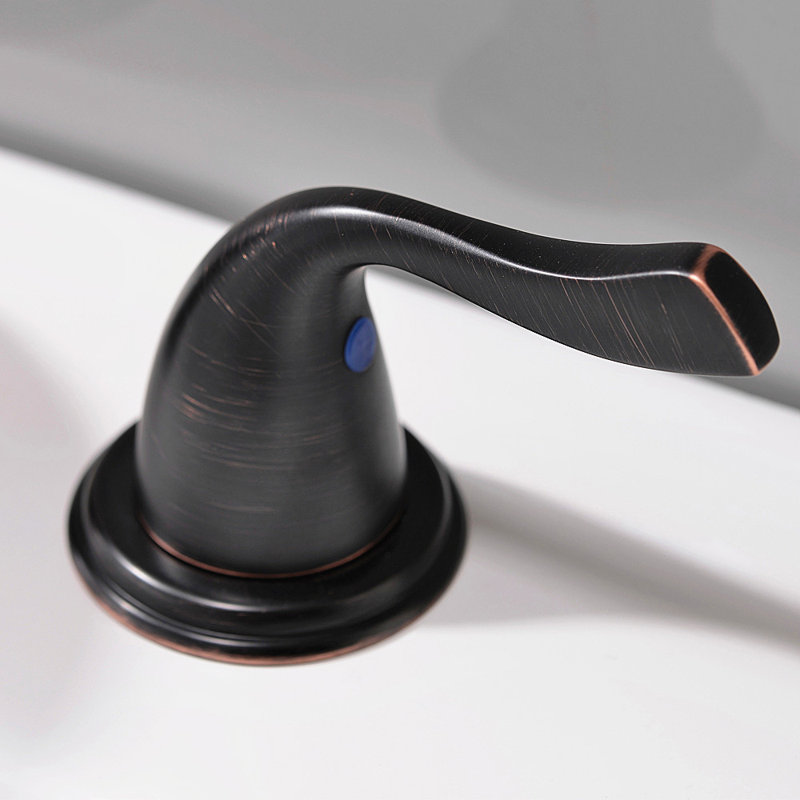 Widespread 2-handle Bathroom Faucet with Drain Assembly, Black