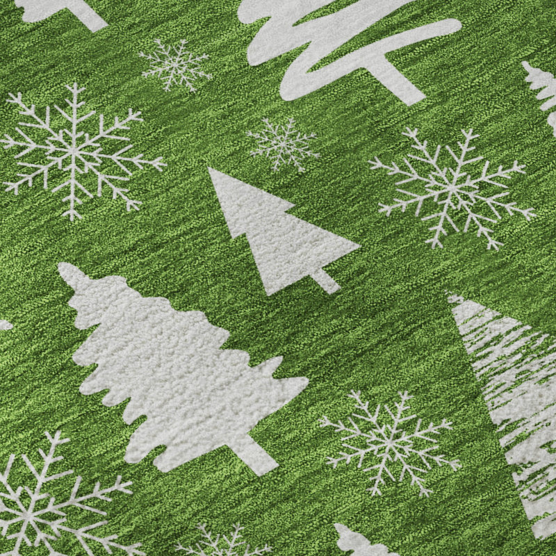 Premium Machine Washable Dockside AMF1815 Christmas Trees Rug, Rectangle 10' x 14'