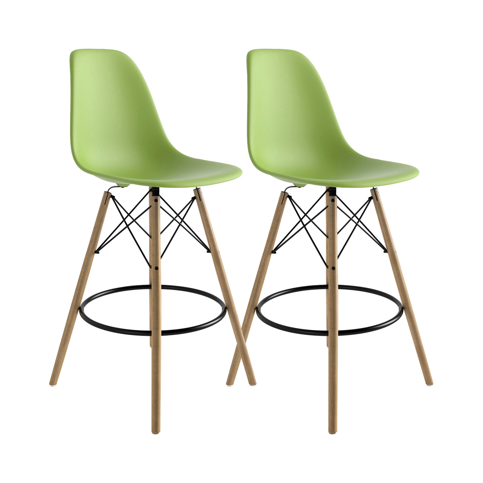 Jordan Bar & Counter Stool, Green/Natural, Counter Stool (26" Seat Height)