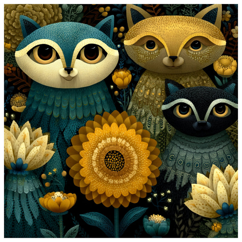 Édredon Whimsical Raccoon Illustration, Lit simple