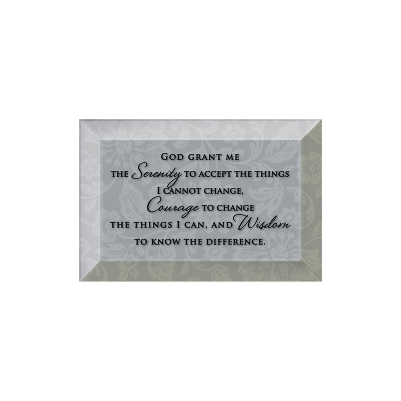 « serenity prayer », art textuel sur verre