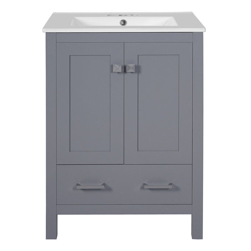 Meuble-lavabo 48 po avec lavabo encastré intégré, Gris
