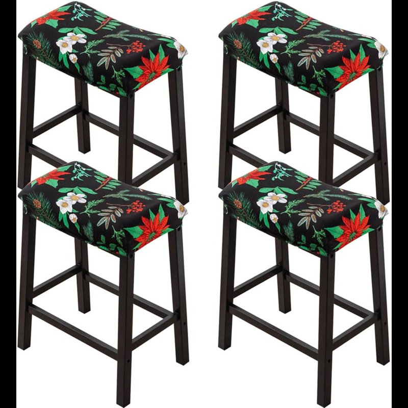 Bar Stool Cover Rectangle Set Of 4 Printed Stretch Counter Height Bar Stools Slipcovers Saddle Stool Slipcover Bench Seat Protector Backless Bar Stools Covers For Kitchen Counter