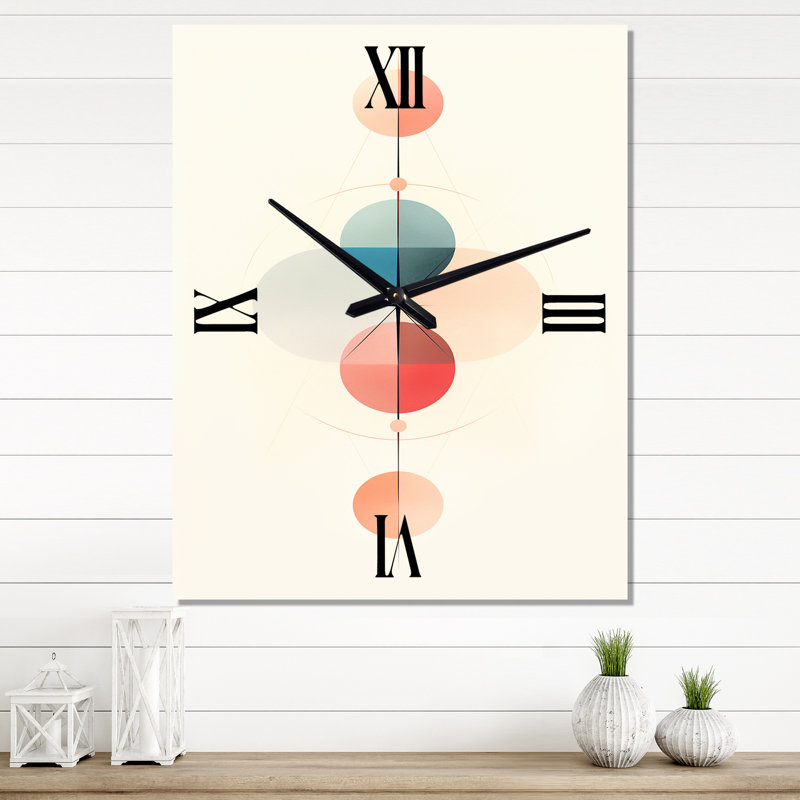 «The Mystery Of Love Flow Vintage Geometrics I» - Horloge murale moderne géométrique, H 28 po x l 12 po x P 1 po