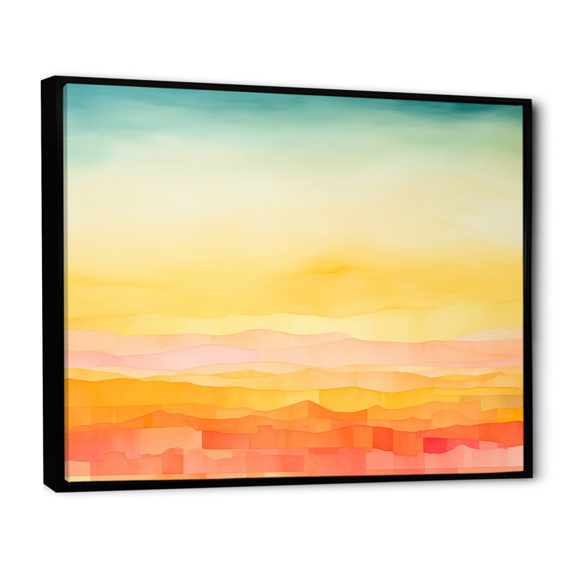 «Bold Sunset Coastal Horizon I», reproduction sur toile, Cadre flottant noir, H 24 po x l 32 po x P 1 po