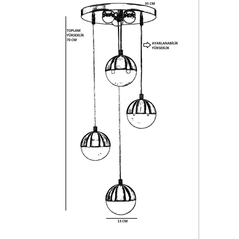 Chandle Chandelier, Gold