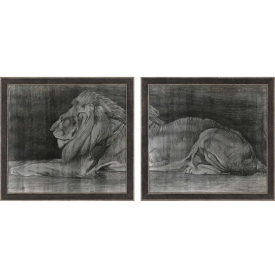 « lion », ensemble de 2 reproductions encadrées