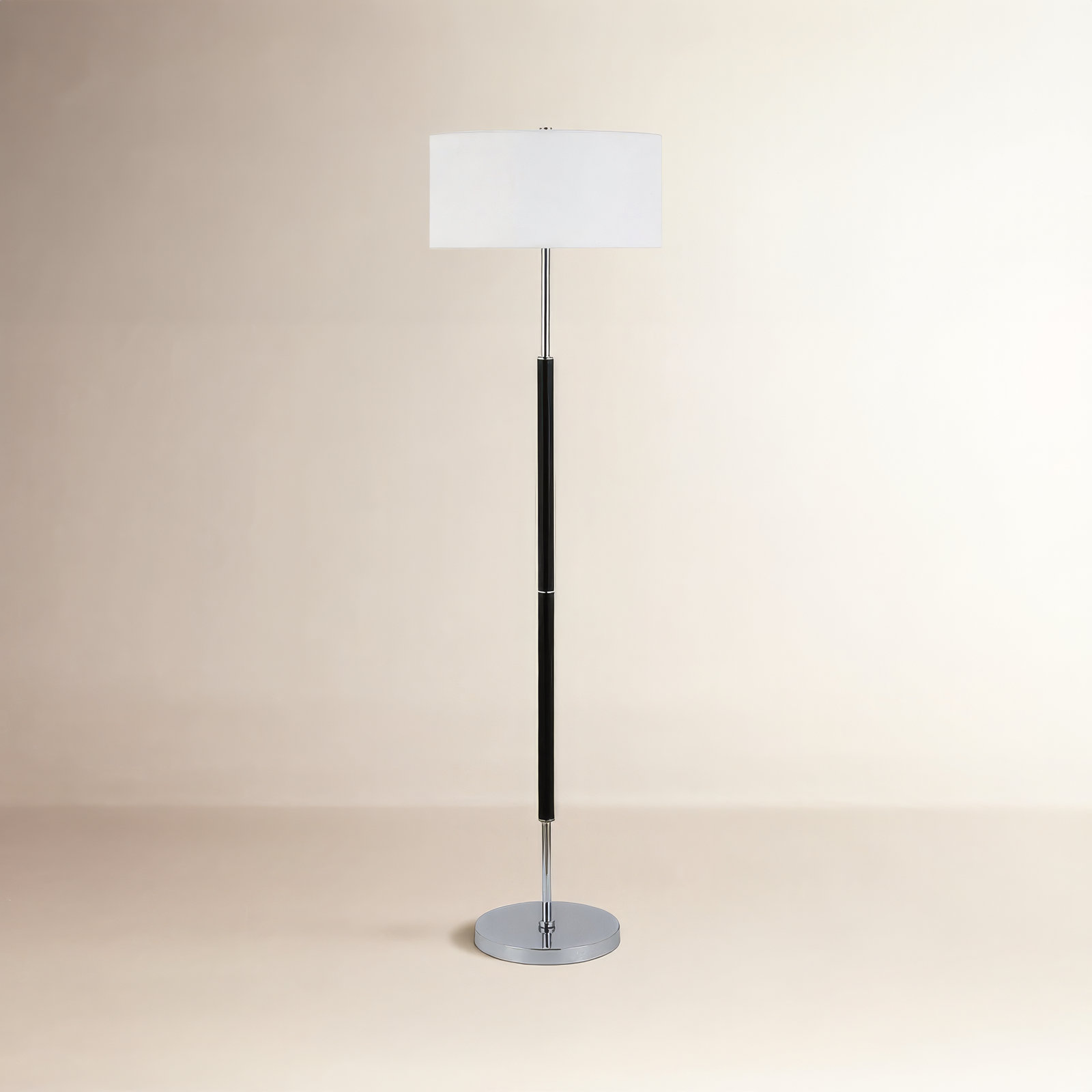 Olie 61" Floor Lamp, Matte Black/Polished Nickel