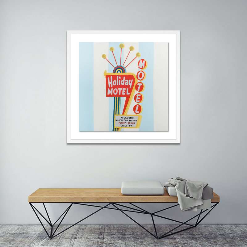 Holiday Motel Print by Erica Hauser, White