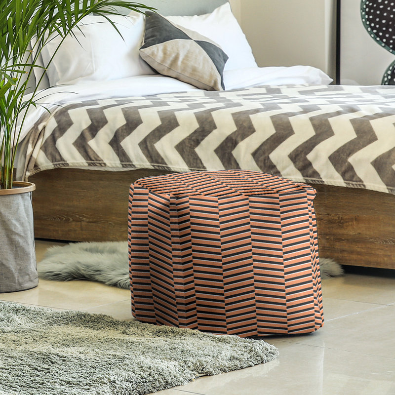 Upholstered Ottoman, Orange