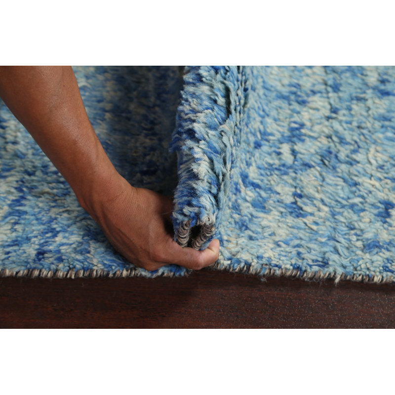 One-of-a-Kind 2'11" X 12'6" New Age Runner Wool Area Rug in Blue