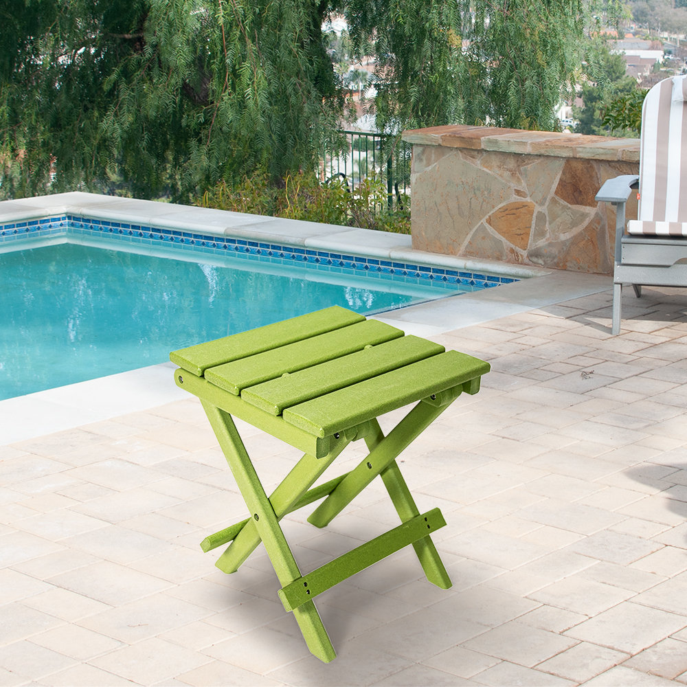 Highland Dunes Resin Teak Folding Outdoor Side Table Fully Assembled