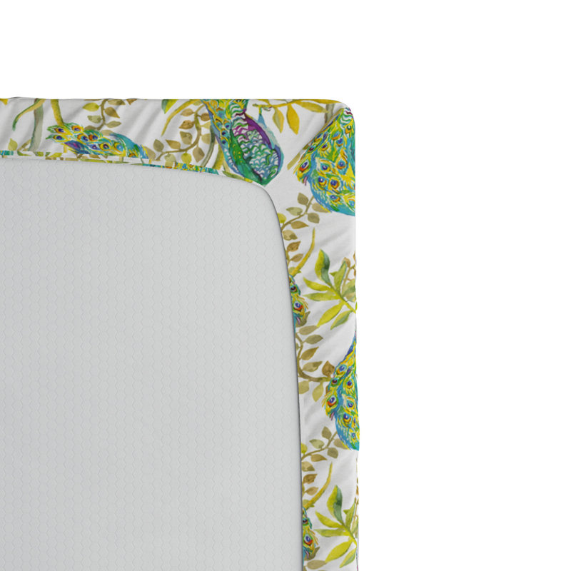 Microfiber Fitted Sheet, Twin Fitted Sheet, Green Peacock Floral