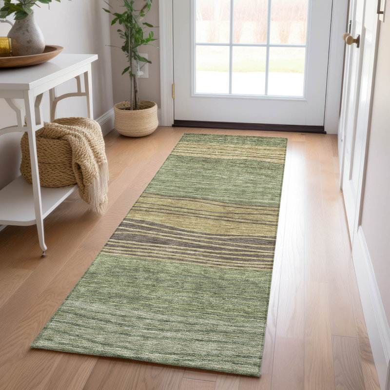Washable Striped Indoor / Outdoor Rug, Runner 2'3" x 7'6"