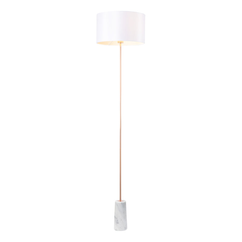 Norrington 154cm White Marble/Copper Traditional Floor Lamp, White Marble/Copper