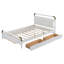 Grand lit plateforme en bois avec 2 grands tiroirs, lit gigogne T-XL, blanc
