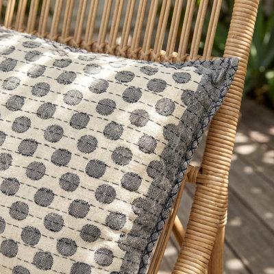 Artisan Hand Loomed Cotton Square Pillow - Dots in Gray - 24"