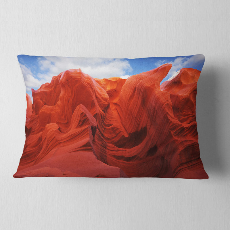 Abat-jour rouge et orange dans Antelope Canyon - Coussin imprimé paysage