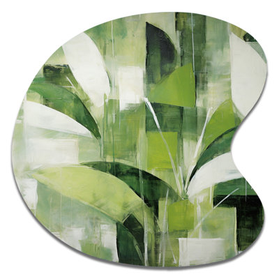 Abstrait, plantes vertes, minimalisme, collage rétro - plantes, art mural asymétrique en métal