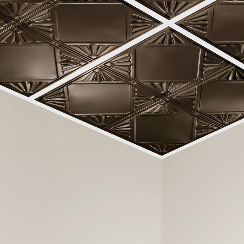 Tuile de plafond Great Lakes Tin Erie 2 pi x 2 pi (paquet de 5), Bronze éclaté