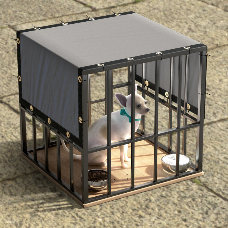 Housse de chenil pour chien, gris, 6pi x 12 pi