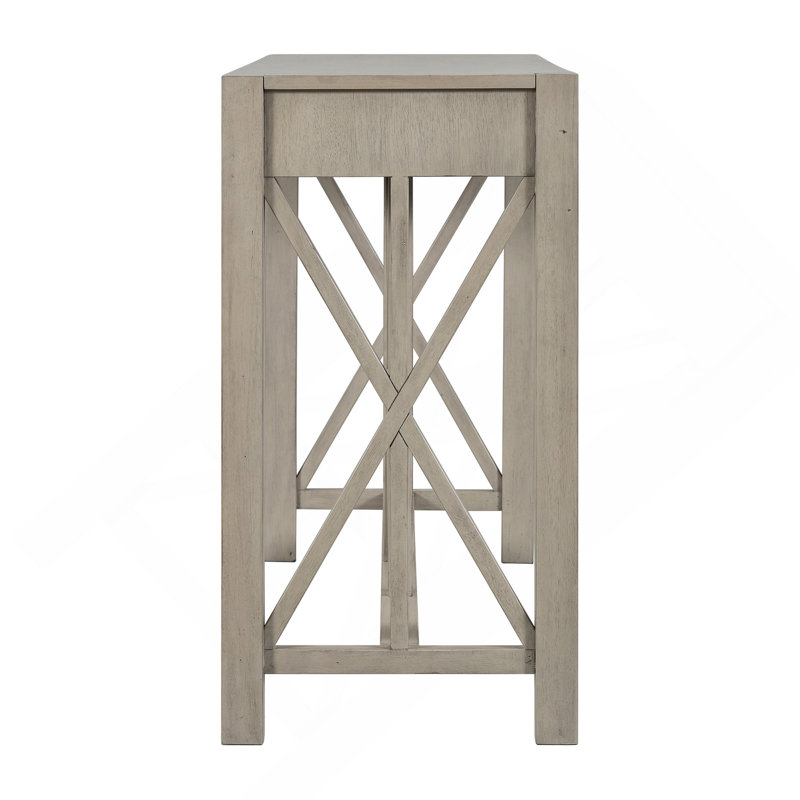 60''Acacia Veneer Console Table With 4 Spacious Drawers, Modern Crisscross Design Entryway Table With Open Bottom Storage,Farmhouse Sofa Table For Living Room,Kitchen,Dining Room,Hallway