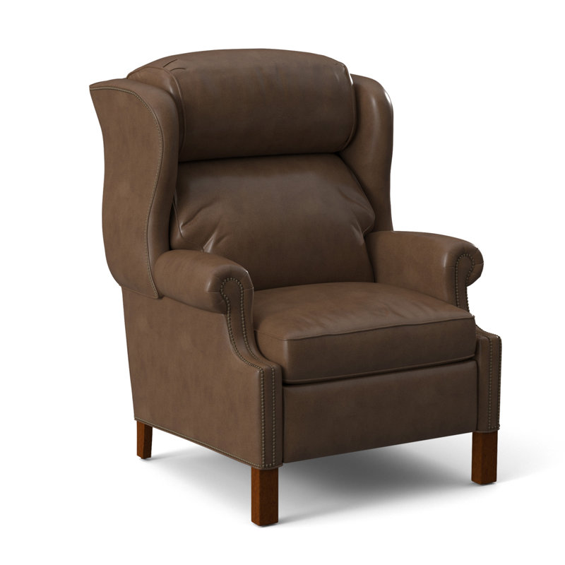 Chippendale Recliner, #9 Natural, Outsider Raven Genuine Leather, Plantation