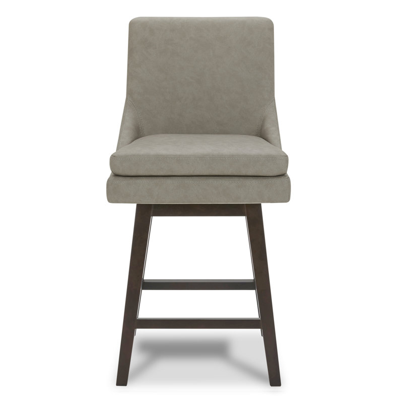 Aleksy Swivel 26'' Counter Stool, Stone Gray Faux Leather