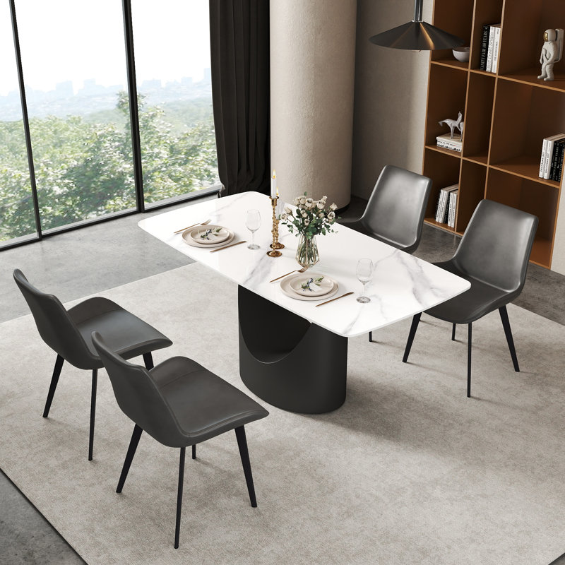 Table de salle à manger Aliyas, Noir, Blanc, H 29,53 po x L 63 po x l 31,5 po