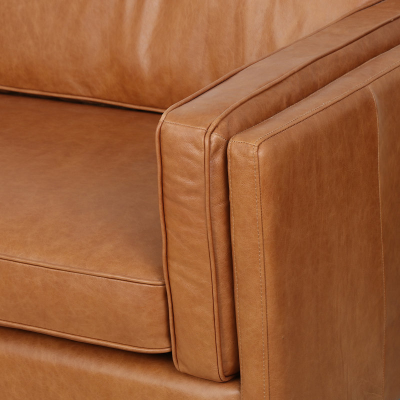 Emery Genuine Leather 84" Square Arm Sofa, Sonoma Butterscotch Top Grain Leather