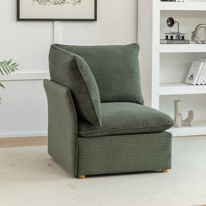 Hepworth Corduroy Corner Chair With Two Cushions, Green Corduroy