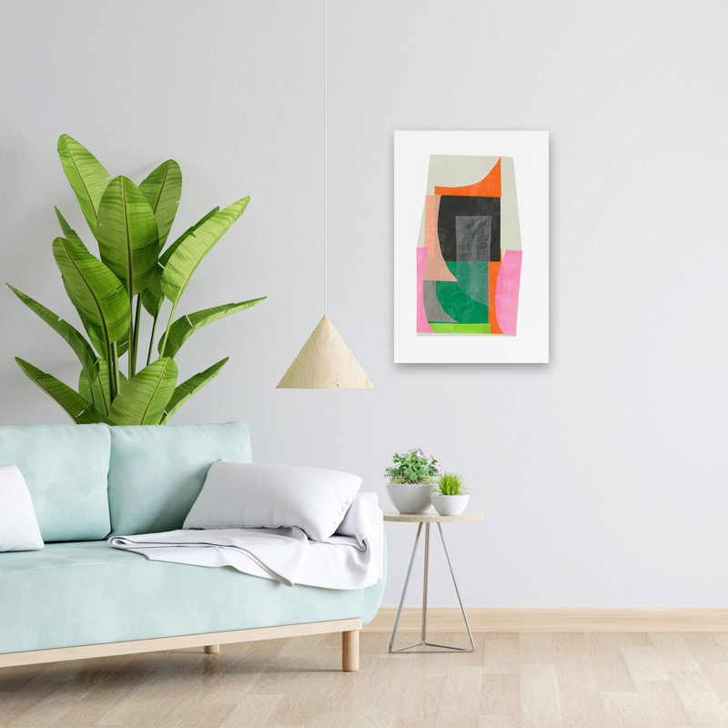 Constructed - Abstract Collage Geometric Shapes Art, 24" H x 16" W