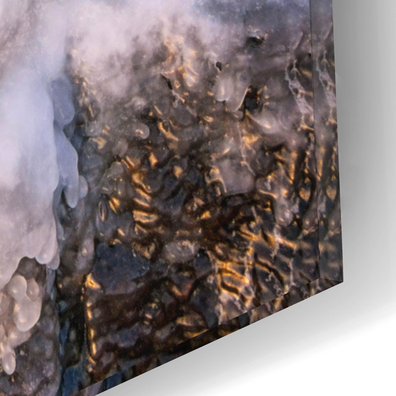 Art mural en verre Latitude Run «Winter Freeze At Marshall Point» par Rick Berk, H 16 po x l 12 po x P 0,13 po