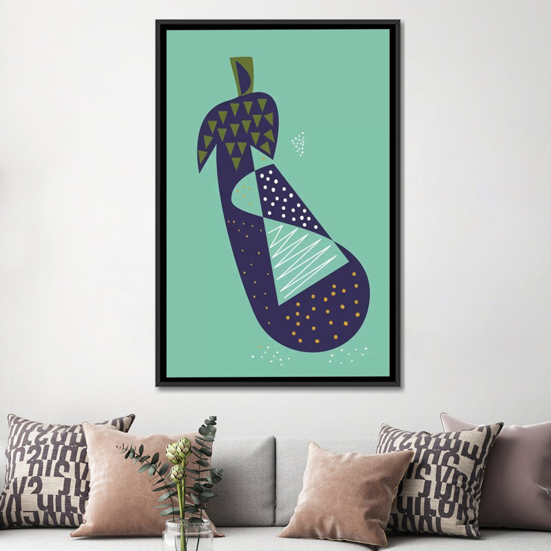 « aubergine », impression sur toile tendue, H 60 po x l 40po x P 1,5 po, Toile avec cadre flottant noir, Pas de tapis