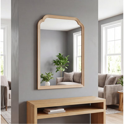 Miroir mural 20 po x 30 po en bois massif naturel avec coins arrondis, miroir décoratif rustique pour chambre à coucher, salle de bain, salon, entrée